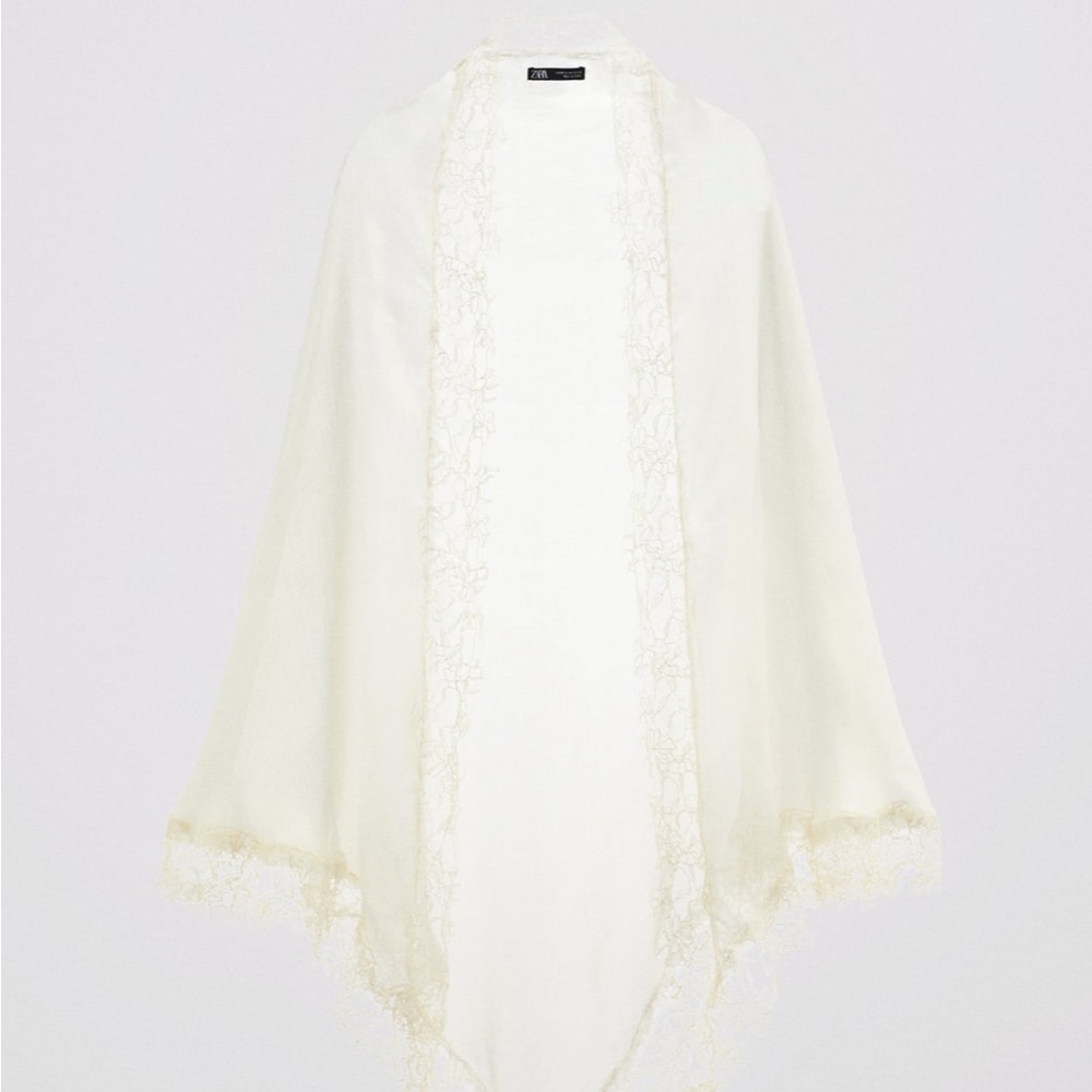 ZARA FINE Lace SCARF MULBERRY SILK